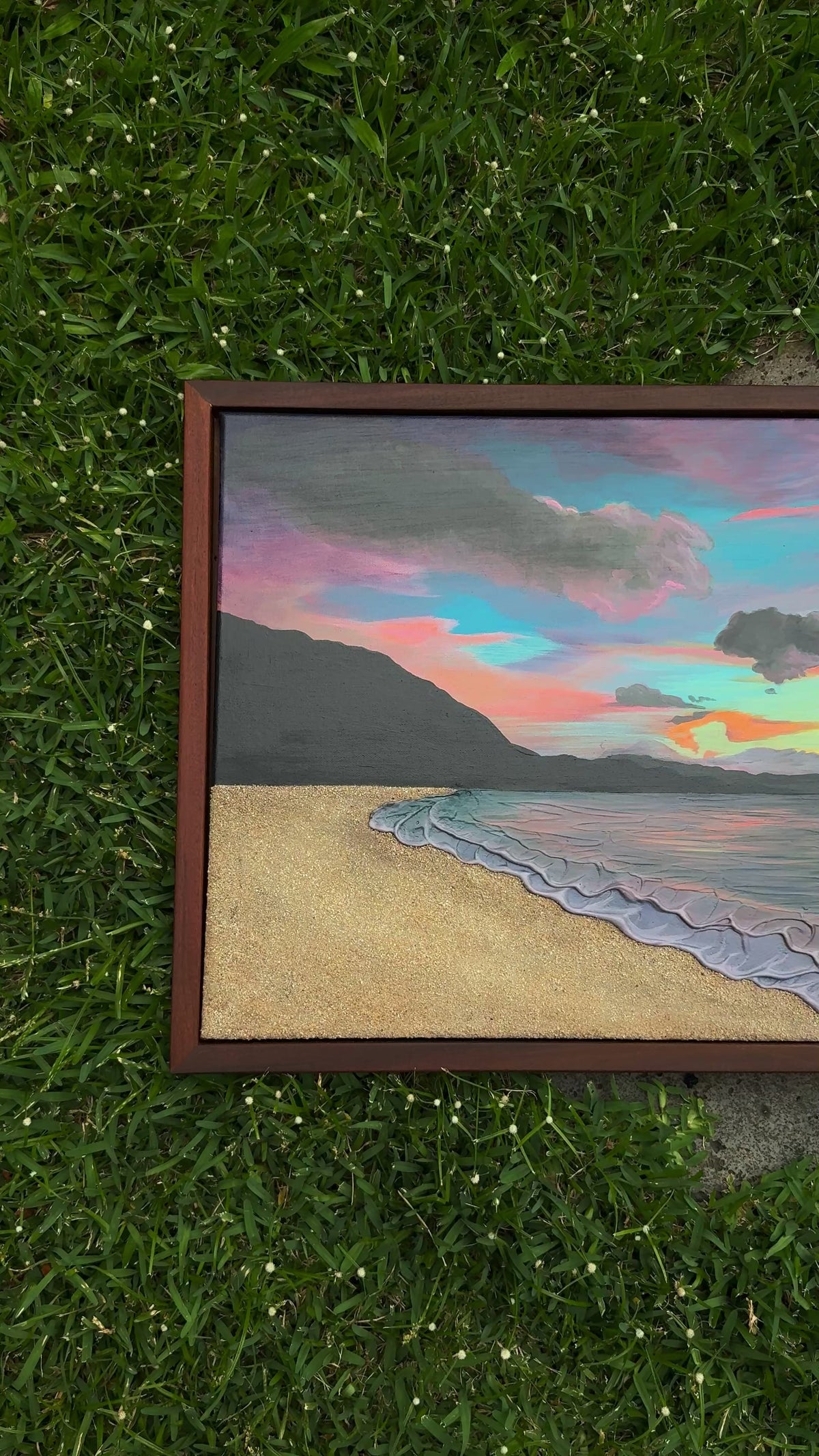 mokuleia sunset hawaii ocean art ipe wood